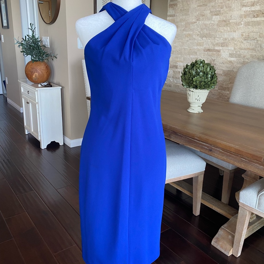 Calvin Klein Royal Blue One-Shoulder Sheath Dress